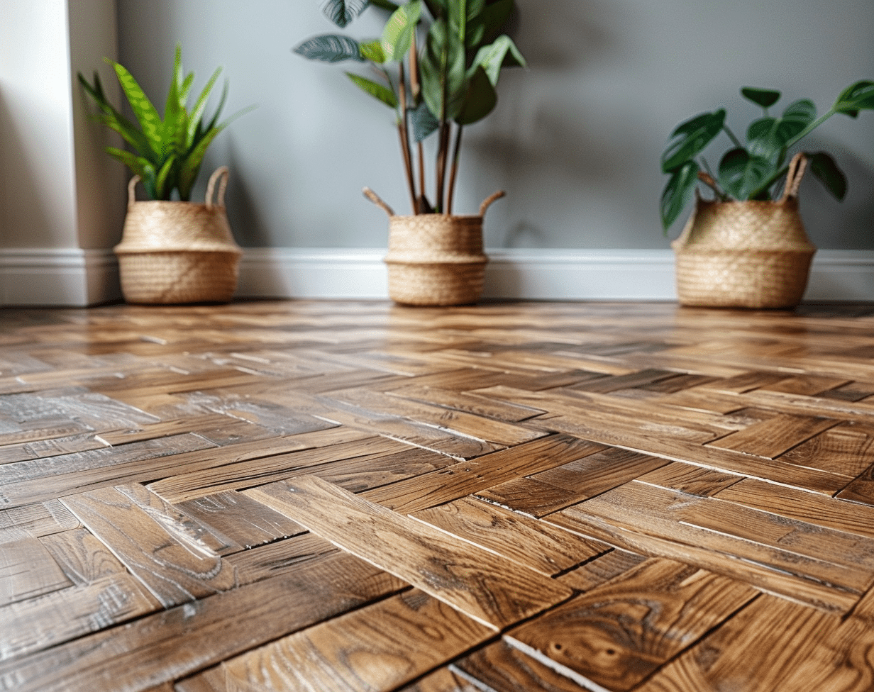 Basketweave pattern wood floors