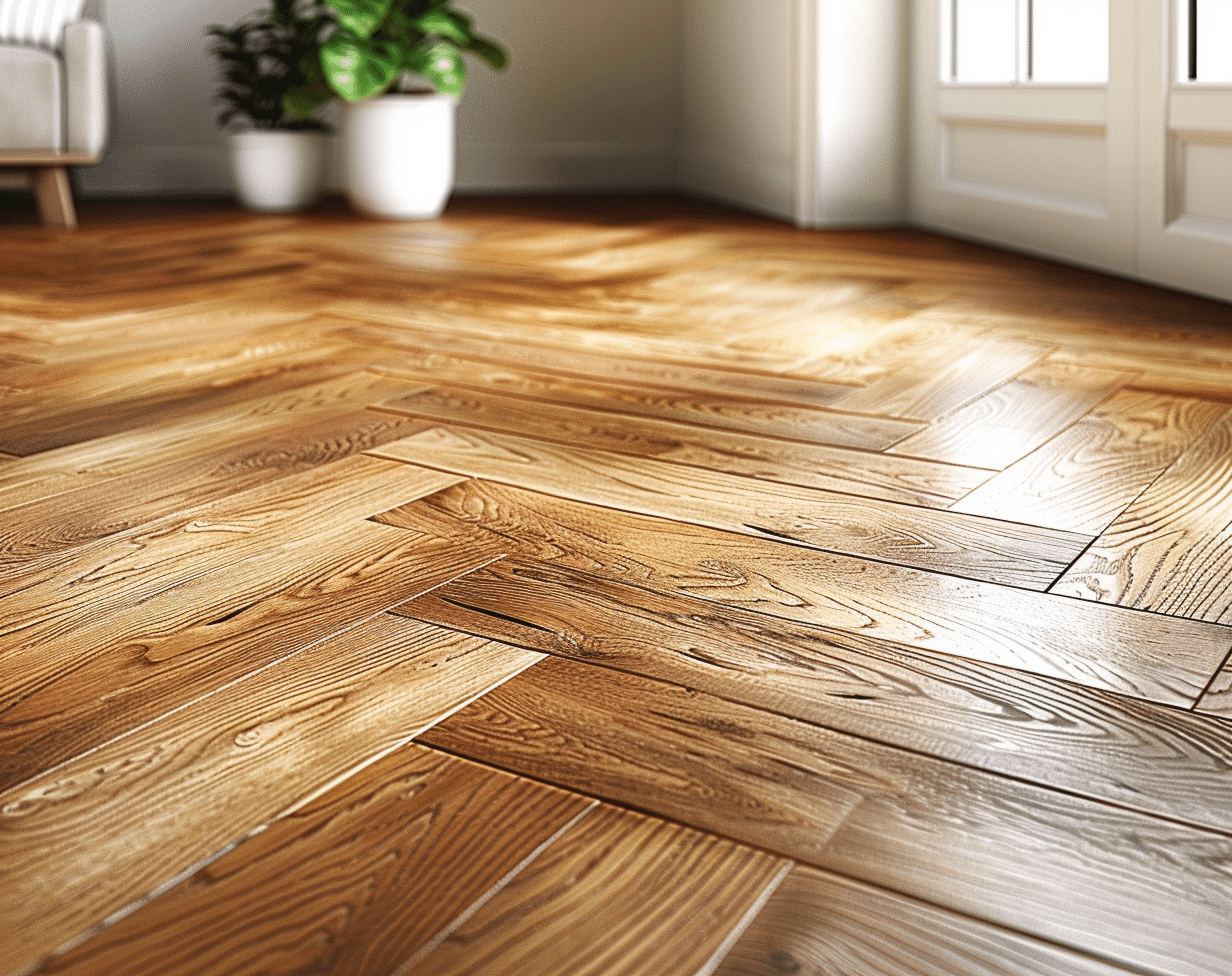 Herringbone pattern wood floors